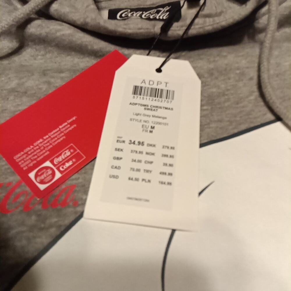 Coca Cola Hoodie NWT Women's Size Large Polar Bear Gray Pullover Sweatshirt New - Picture 4 of 9